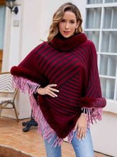 Load image into Gallery viewer, Striped Fringe Hem Poncho
