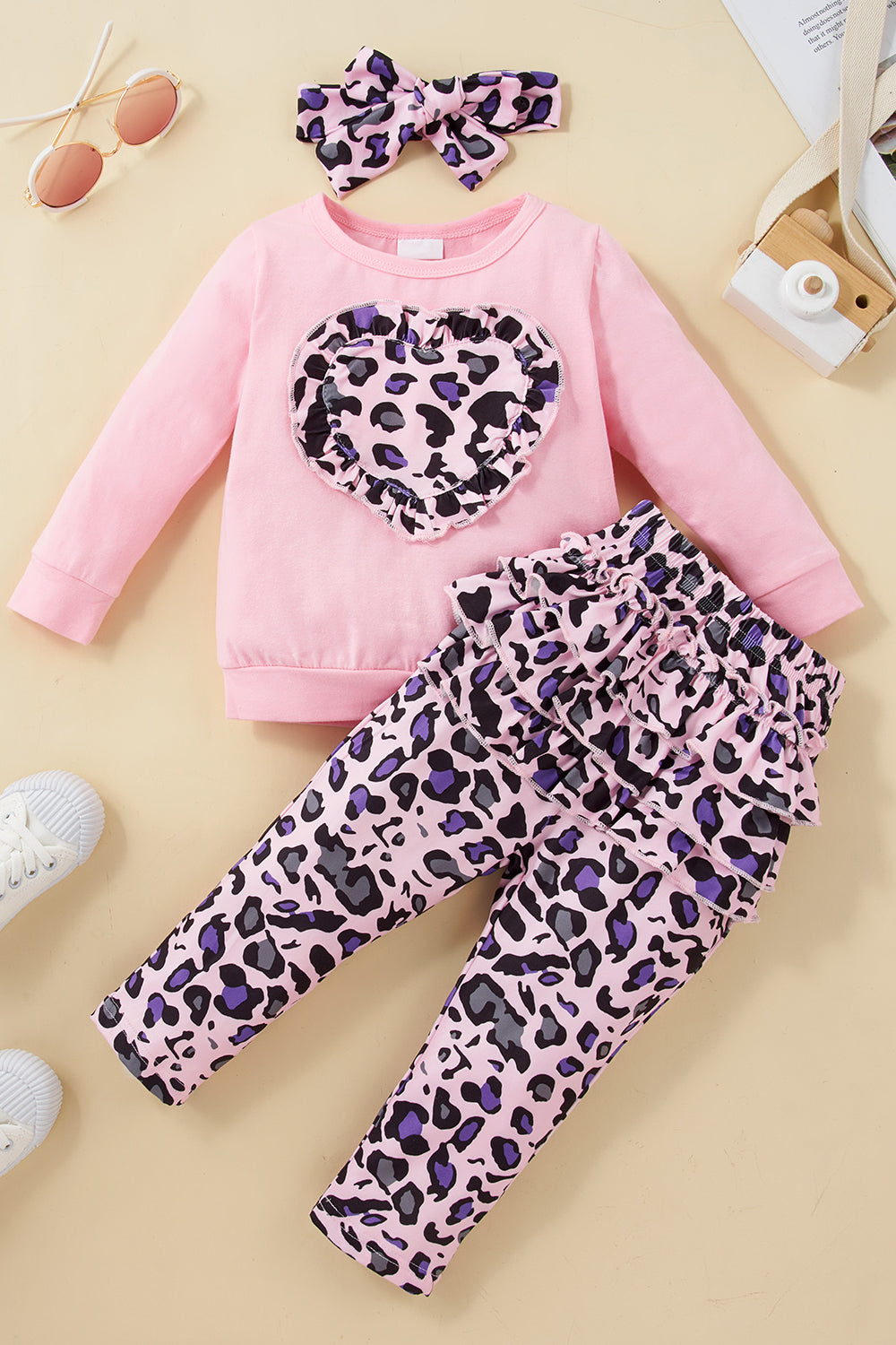 Leopard Print Baby Girl Suit with Bow