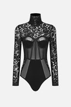 Load image into Gallery viewer, Lace High Neck Long Sleeve Bodysuit

