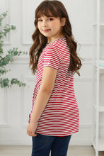 Load image into Gallery viewer, Girls Striped Round Neck Twisted Tee Shirt
