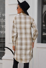 Load image into Gallery viewer, Plaid Button-Up Longline Shacket with Breast Pockets
