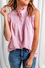 Load image into Gallery viewer, Buttoned Frill Trim Smocked Sleeveless Blouse
