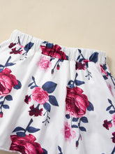 Load image into Gallery viewer, Girls Waffle Bow Detail Top and Floral Skirt Set
