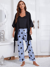 Load image into Gallery viewer, Cami, Robe, and Printed Pants Pajama Set
