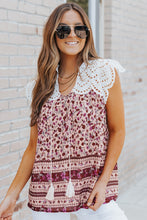 Load image into Gallery viewer, Floral Tassel Tie Eyelet Blouse
