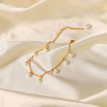 Load image into Gallery viewer, Pearl 18K Gold-Plated Charm Anklet
