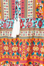 Load image into Gallery viewer, Double Take Bohemian Tassel Tie Puff Sleeve Babydoll Blouse
