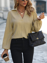 Load image into Gallery viewer, Textured Johnny Collar Drop Shoulder Blouse

