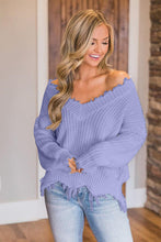 Load image into Gallery viewer, Frayed Hem Dropped Shoulder Sweater
