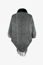 Load image into Gallery viewer, Striped Open Front Fringe Poncho
