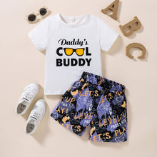 Load image into Gallery viewer, Kids DADDY&#39;S COOL BUDDY Graphic Tee and Printed Shorts Set
