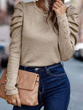 Load image into Gallery viewer, Round Neck Puff Sleeve Sleeve Blouse

