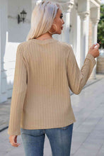 Load image into Gallery viewer, Round Neck Raglan Sleeve Ribbed Blouse
