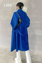 Load image into Gallery viewer, Double-Breasted Belted Lapel Collar Sherpa Coat
