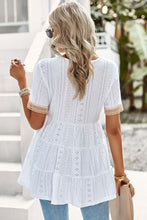 Load image into Gallery viewer, Contrast Short Sleeve Tiered Blouse
