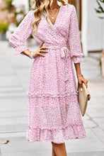 Load image into Gallery viewer, Leopard Surplice Tie Belt Slit Dress
