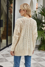 Load image into Gallery viewer, Ribbed Trim Openwork Open Front Cardigan
