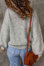 Load image into Gallery viewer, Heathered Balloon Sleeve Rib-Knit Sweater
