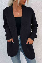 Load image into Gallery viewer, Open Front Rib-Knit Cardigan with Pockets
