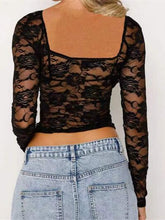 Load image into Gallery viewer, Lace Sweetheart Neck Long Sleeve T-Shirt
