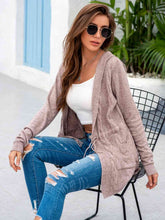 Load image into Gallery viewer, Cable-Knit Drawstring Hooded Cardigan
