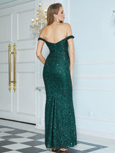 Load image into Gallery viewer, Sequin Off-Shoulder Backless Dress
