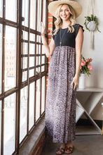 Load image into Gallery viewer, Leopard Print Round Neck Maxi Dress with Pockets
