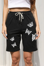 Load image into Gallery viewer, Butterfly Print Drawstring Waist Bermuda Shorts
