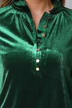 Load image into Gallery viewer, Notched Neck Buttoned Long Sleeve Velvet Blouse
