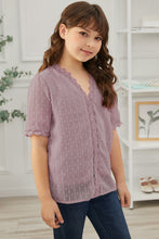 Load image into Gallery viewer, Girls Swiss Dot Spliced Lace Blouse
