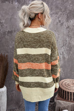Load image into Gallery viewer, Striped Button Down Longline Cardigan with Pockets
