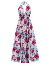 Load image into Gallery viewer, Slit Backless Printed Halter Neck Dress

