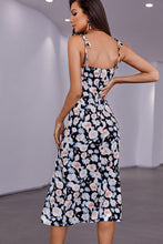 Load image into Gallery viewer, Floral Print Tie-Shoulder Split Midi Dress
