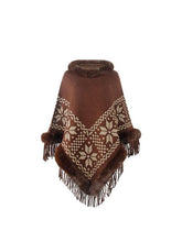 Load image into Gallery viewer, Fringe Geometric Cape Sleeve Poncho
