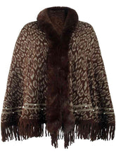 Load image into Gallery viewer, Leopard Fringe Hem Poncho
