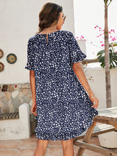 Load image into Gallery viewer, Printed Flounce Sleeve Ruffle Hem Dress

