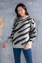 Load image into Gallery viewer, Animal Element Round Neck Dropped Shoulder Sweater
