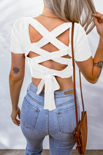 Load image into Gallery viewer, Lace-Up Square Neck Crop Top
