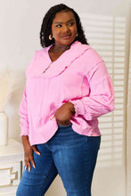 Load image into Gallery viewer, Double Take Exposed Seam Buttoned Notched Neck Blouse
