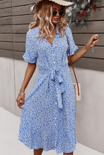 Load image into Gallery viewer, Floral Print Tie Waist Dress
