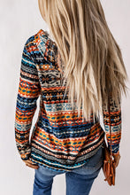 Load image into Gallery viewer, Patterned Drawstring Detail Cowl Neck Hoodie
