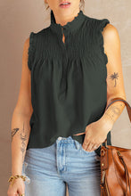 Load image into Gallery viewer, Buttoned Frill Trim Smocked Sleeveless Blouse
