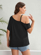 Load image into Gallery viewer, Plus Size Asymmetrical Neck Ruched Short Sleeve Blouse
