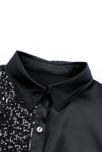 Load image into Gallery viewer, Sequin Button Front High-Low Shirt Dress
