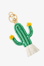Load image into Gallery viewer, Bead Trim Cactus Keychain with Fringe
