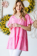 Load image into Gallery viewer, Heimish Full Size Leopard Ruffle Trim Short Sleeve Top
