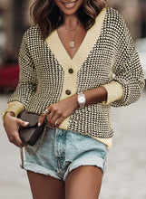 Load image into Gallery viewer, Waffle-Knit Drop Shoulder Button-Down Cardigan
