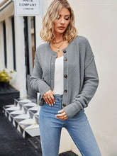 Load image into Gallery viewer, Button Up Dropped Shoulder Cardigan
