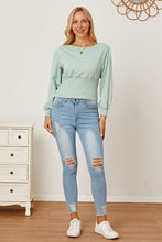 Load image into Gallery viewer, Boat Neck Lantern Sleeve Blouse
