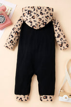 Load image into Gallery viewer, Girls Leopard Graphic Contrast Hooded Jumpsuit
